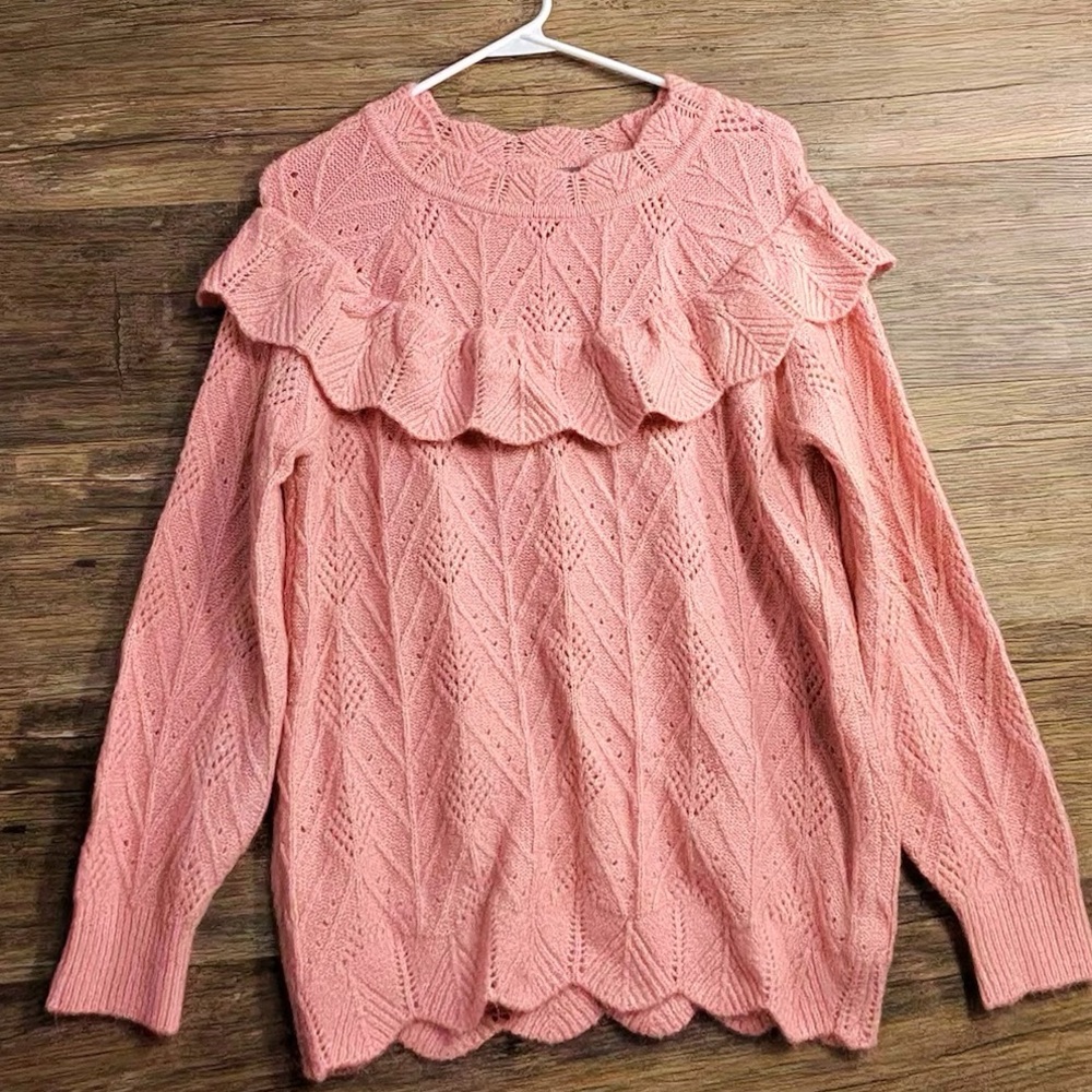 Cupcake Blush Pink Sweater with Ruffles